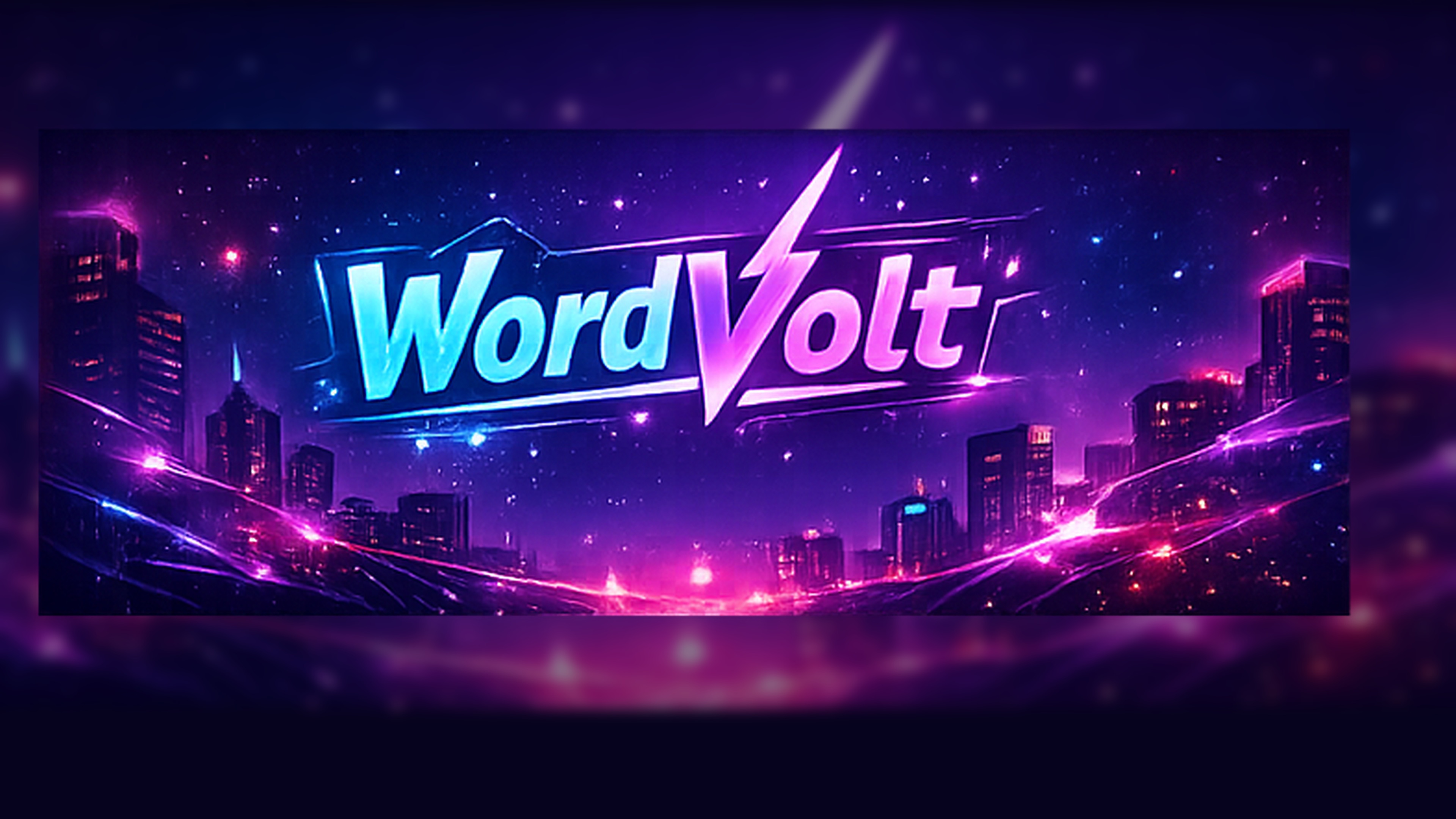 WordVolt neon city banner artwork